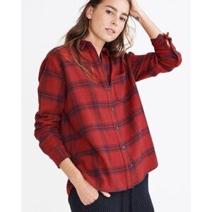 MADEWELL oversized ex-boyfriend flannel shirt in windowpane size XL